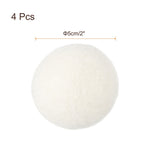 Single white wool dryer ball with text '4 Pcs' and a 5 cm / 2" measurement callout on a white background.