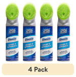 Four Woolite carpet & upholstery spray cans with green brush heads arranged in a row on white background with '4 Pack' label below.