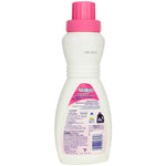 Rear view of a Woolite Delicates bottle showing care instructions, warnings and barcode on the label