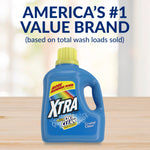 Blue XTRA detergent bottle on a wood surface with headline “America’s #1 Value Brand” above it