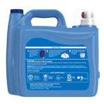 Rear view of a blue XTRA detergent jug showing directions, caution, ingredient and commitment panels