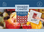 Yankee Candle Apple Pumpkin whole-home air freshener package front with apples and product image and rub-and-smell badge