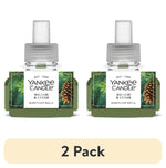 Two Yankee Candle Balsam & Cedar ScentPlug refill bottles with green liquid and label, shown side by side over a '2 Pack' banner.