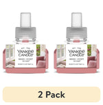 Two Yankee Candle Home Sweet Home ScentPlug refill bottles side-by-side with pink fragrance oil and labeled front panels.