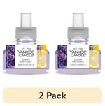 Two Yankee Candle Lemon Lavender ScentPlug refill bottles with lemon and lavender label artwork on white background.