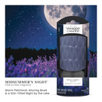 Yankee Candle ScentPlug packaging set against a night scene with moon and lavender field background