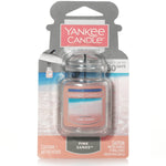 Yankee Candle Pink Sands Car Jar Ultimate packaged in blister card showing jar-shaped hanging air freshener