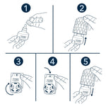 Line-drawn step-by-step installation illustration showing how to insert a Yankee Candle ScentPlug refill into its diffuser.