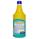 Rear view of Zep grout cleaner bottle showing product information and warning text on the back label