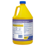 Rear view of a yellow Zep gallon jug showing the back label, instructions, icons and barcode for the Industrial Purple Degreaser.