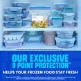 Refrigerator shelves and clear Ziploc storage containers holding food, highlighting freezer-to-fridge organization