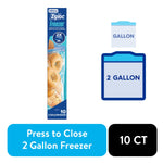 Tall product box artwork for Ziploc Freezer 2-gallon bags showing bag image and bag count