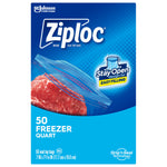 Plain product front art for Ziploc Freezer quart bags showing a zipper-close bag and a piece of meat illustration
