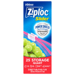 Ziploc Slider quart storage box front art showing grapes, slider seal and '25 storage quart' label