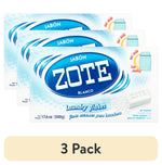 Three stacked Zote Blanco laundry flakes boxes with large blue ZOTE logo and a beige '3 Pack' banner below.